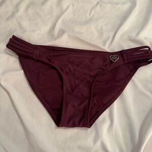 Burgundy BodyGlove Bikini Bottom with Heart Charm